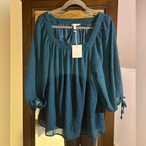 LC Lauren Conrad Textured Blue Blouse